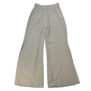 R&M Richards Womens Vented Wide Leg Pants Beige Size Small Petite Zip